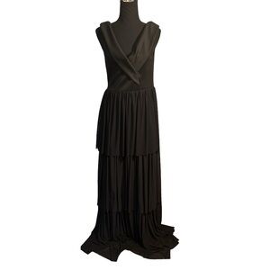 Club L London Elegant Black Layered Maxi Dress